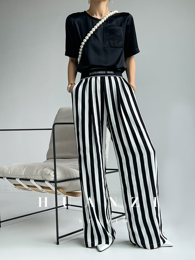 Blue Darcy wide-stripe palazzo trousers | Bird & Knoll | MATCHES UK